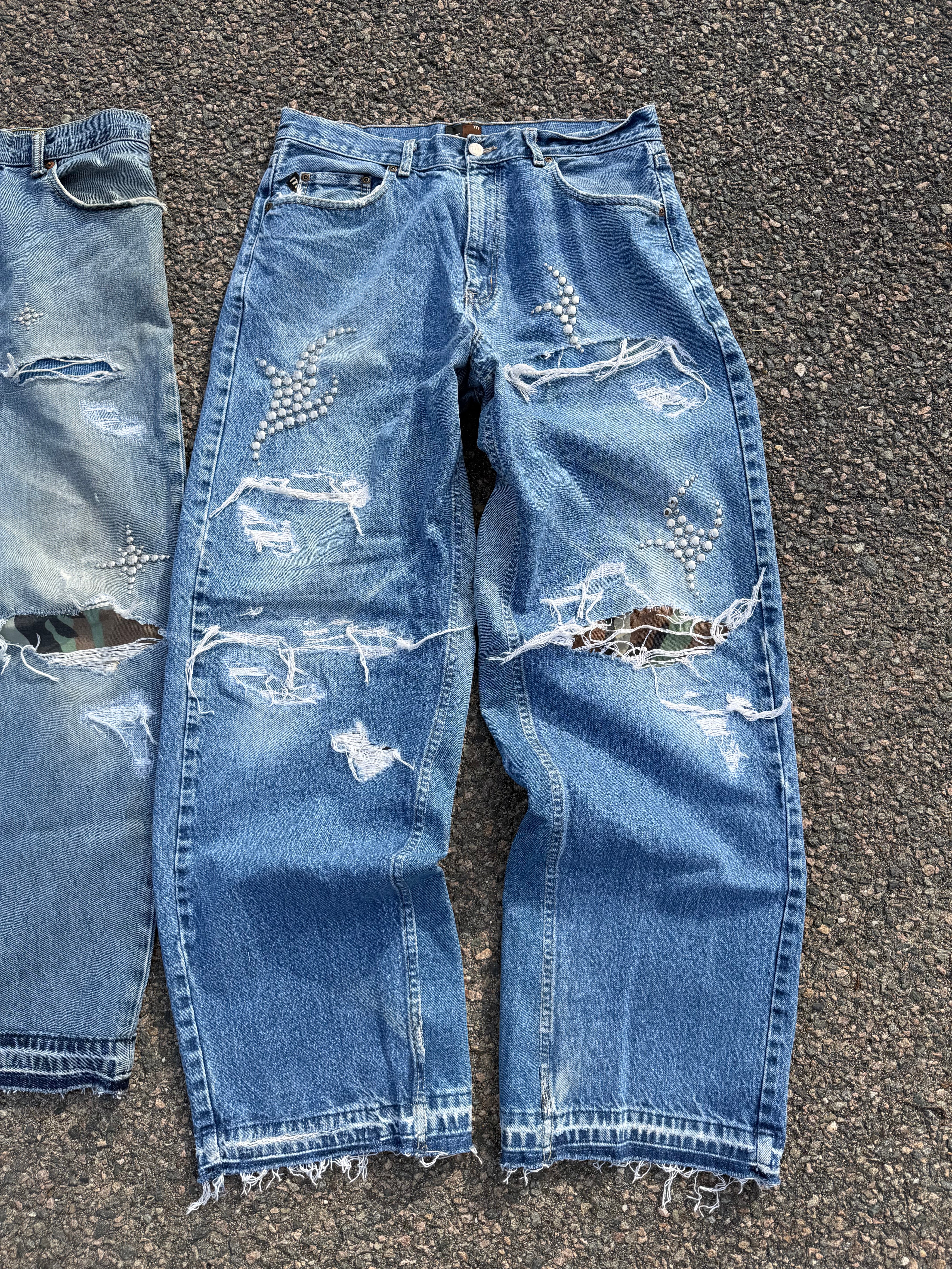 Blue Flame Studded Denim