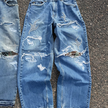 Blue Flame Studded Denim